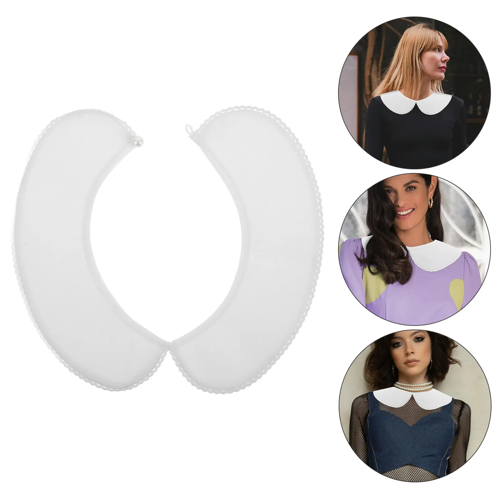 

White Cotton False Collar for Women Detachable Lace Trimmed Elegant Versatile Autumn Winter Outfit Enhancer Fake Blouse Collar