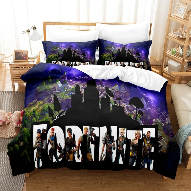 Fortnite Beddengoed Pak Dekbedovertrek 3D Gedrukt Slaapkamer Bed Cover Beddengoed 2/3pcs Anime Cartoon Kamer decoratie Kids Kerstcadeau