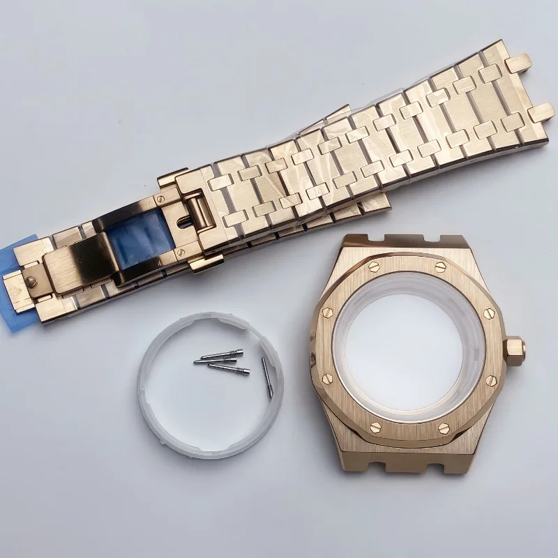 NH35 ケース、42MM オークケース、ステンレススチールストラップ、フルサファイアガラス、NH36/NH70 キャリバーに適合