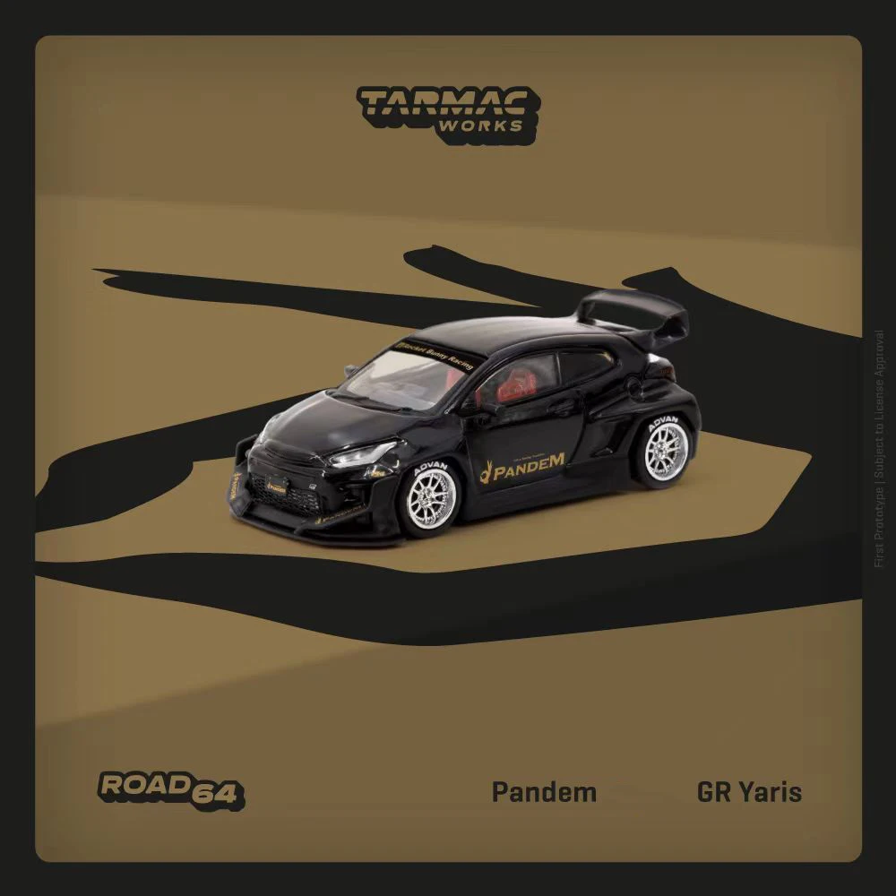 TW In Stock 1:64 Pandem GR Yaris Black Diecast Diorama Car Model Collection Miniature Toys Tarmac Works