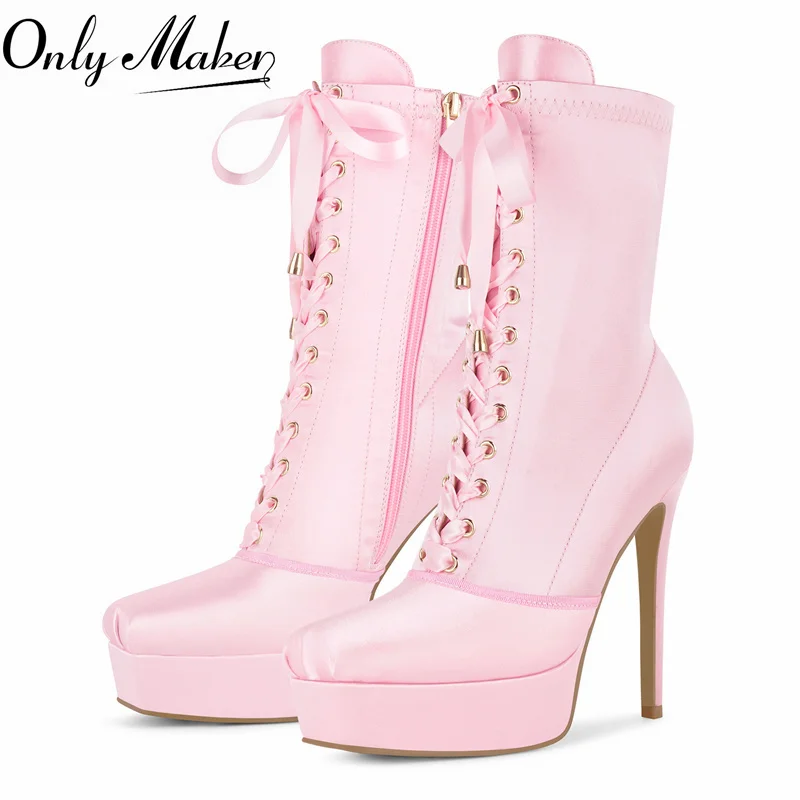 onlymaker-stivaletti-con-plateau-e-punta-quadrata-in-raso-con-cerniera-laterale-tacco-sottile-alla-moda-con-lacci-a-stiletto