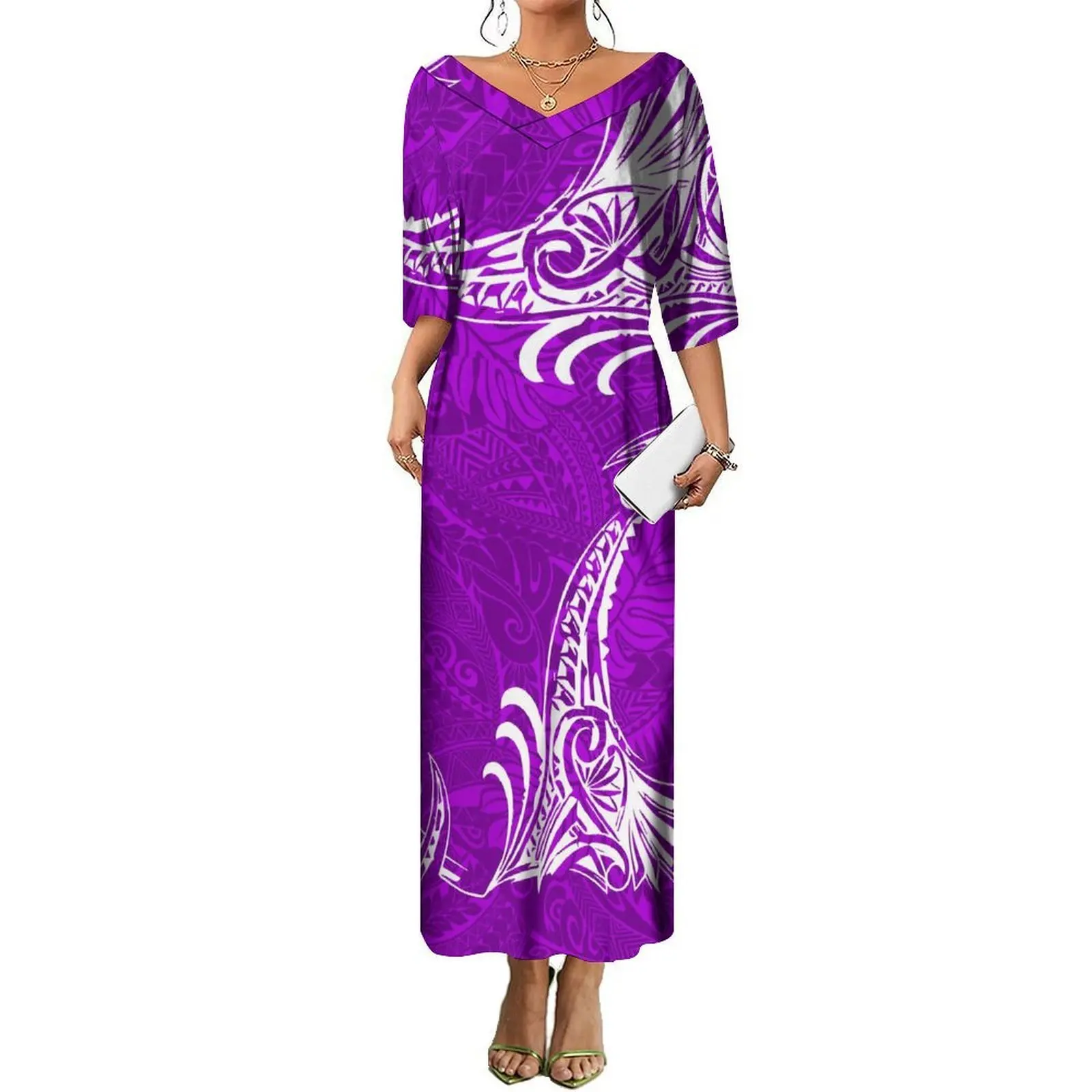 Customizable Polynesian Samoa Fiji Dress Women Summer Casual Floral Print Long Skirt Soft Fabric Comfortable Chic