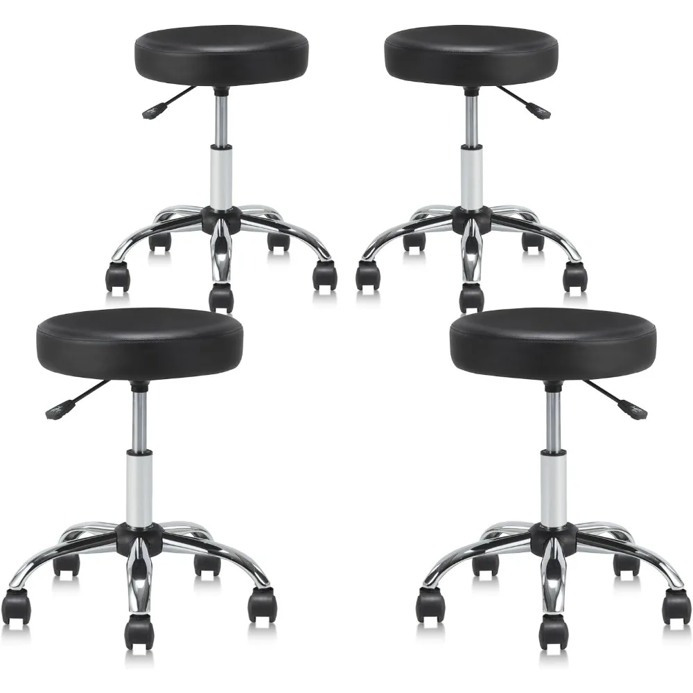 Okrągły stołek na kółkach Obrotowy z kółkami Regulowana wysokość Wytrzymały stołek kreślarski z szerokim siedziskiem Krzesło do masażu w salonie biurowym