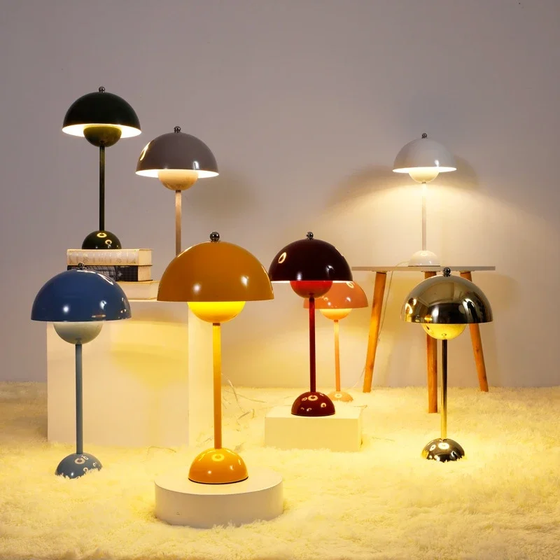 

Simple Art Stylish Decoration Mushroom Atmosphere Table Lamp LED Iron Danish Modern Retro Study Reading Home Style Light Fixture