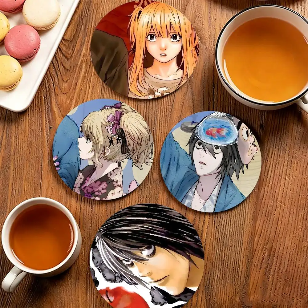 D-Death Note Wooden Cup Mat Cappuccino Vodka Juice Water Coaster for Flower Shop