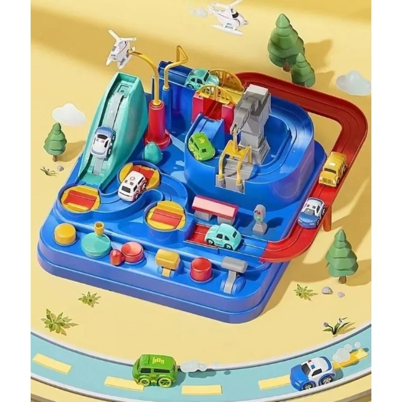 Children's Electric Rail Car Challenge Adventure Small Train Rail Car Parking Lot Inertial Sliding Children's Puzzle Toy