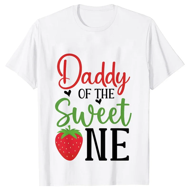 Sweet One Strawberry Birthday Party T-shirt Casual Top T Shirt Family Matching Girls 1st Birthday Graphic Adult Kids Tee T-Shirt