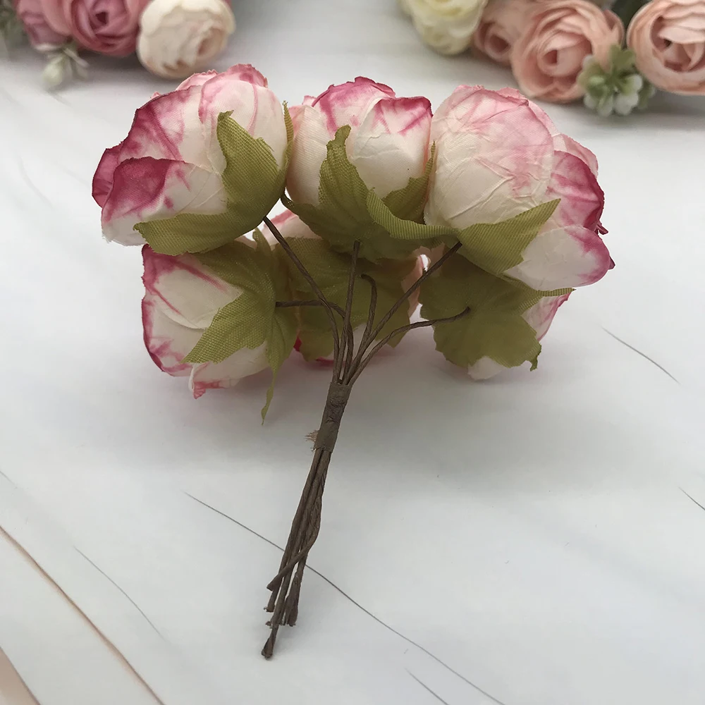 6 piece of simulation diy garland forest headdress European tea bud, hot edge retro rose silk flower bud decoration material