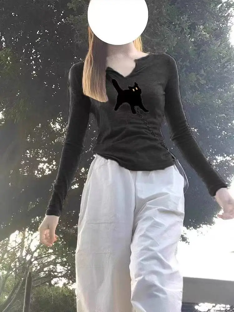 

Long Sleeve T-Shirts Womens Patchwork Cotton Tops Relaxed Fit Breathable Autumn Classic Retro Simple City Daily Look Vintage