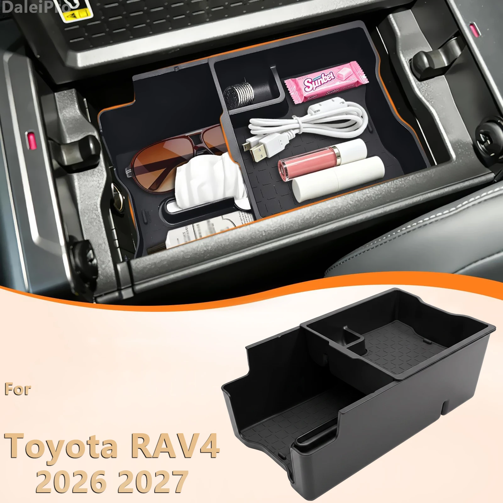 Für Toyota RAV4 XA60 2026 2027 2-Schicht-Mittelkonsolen-Organizer Armlehnen-Erweiterungs-Aufbewahrungsbox, 2-in-1-Aufbewahrungsbox-Set im OEM-Stil – Detail 2