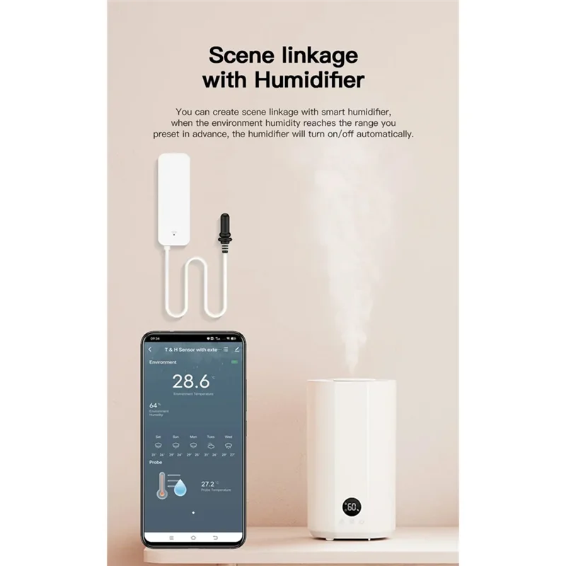 

【Последние действия!】Для умного домашнего гигрометра Tuya Wi-Fi, датчик температуры и влажности с внешним зондом, мониторинг через приложение для растений