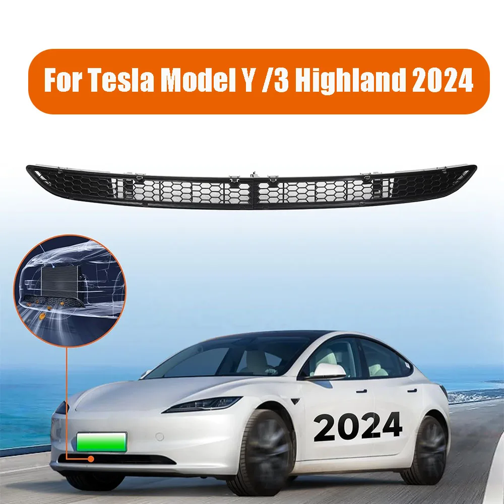 For Tesla Model Y/3 2024 Highland Front Grill Mesh Grille Grid Inserts [Upgrade Design],Air Inlet Vent Grille Cover Replacement