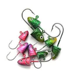 3pcs Fish Head Hook Colored Weighted Hook 3.5g 5g 7g10g Jig Head Hook Fish Lure Soft Bait Fish Hook Fishing Tackle