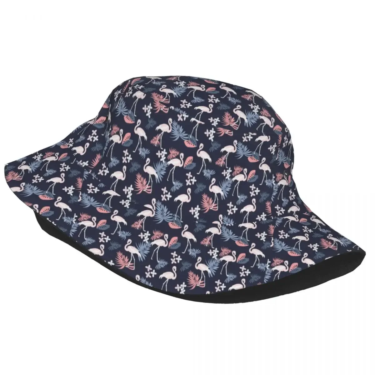 Custom Flamingo Bird Seamless Pattern Bucket Hats Men Women Fashion Summer Beach Sun Fisherman Cap