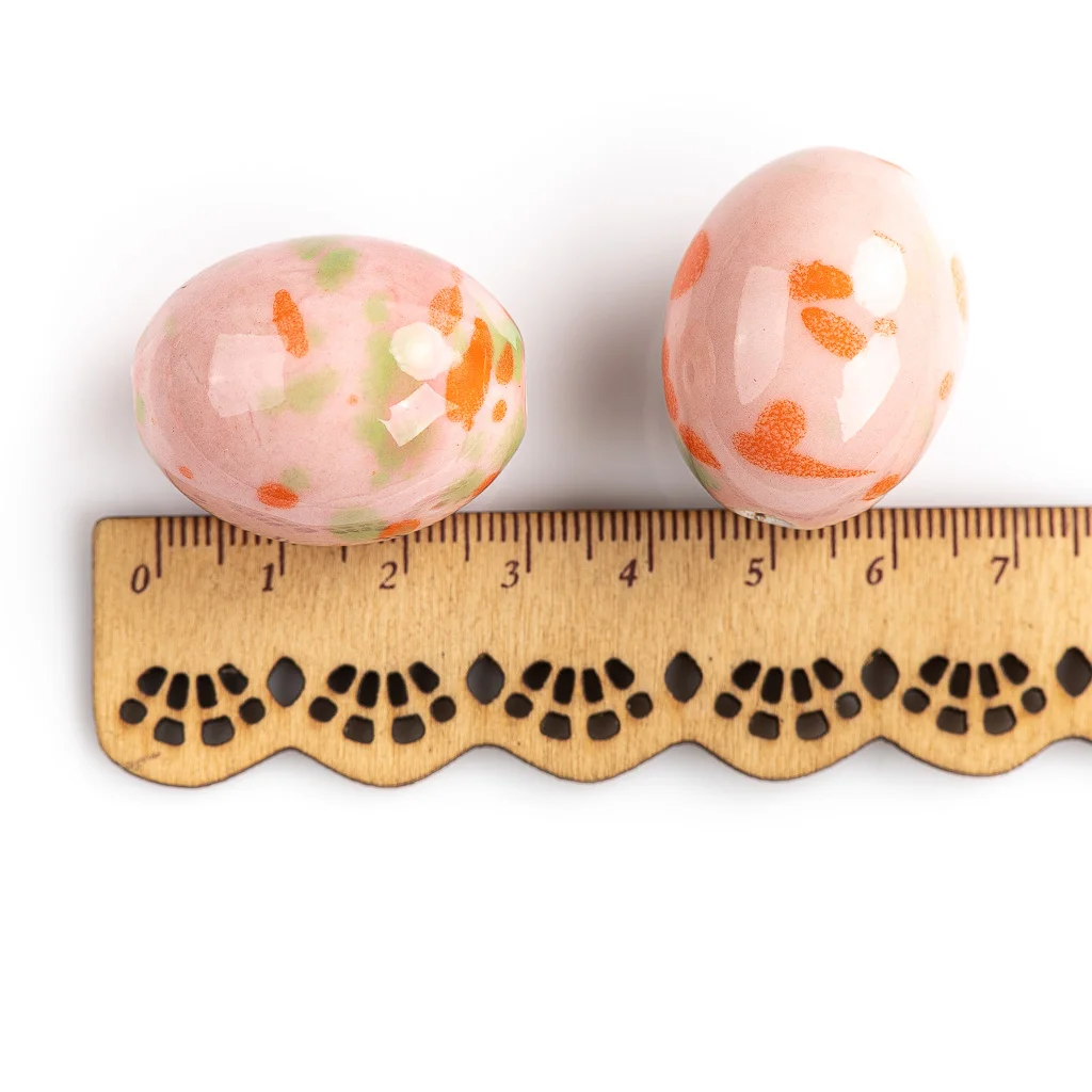 30#2pcs High-quality Big Pink Egg Ceramic Beads Pendant Porcelain Jewelry Making For Necklace Bracelet #XN165