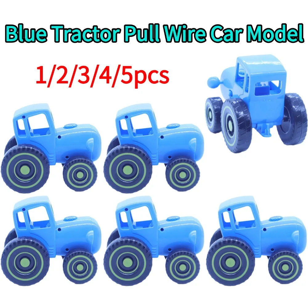 Small Car Blue Mini Toys Farmer Blue Tractor Car Model Early Learning Pull Wire Car Model Toy For Kids 1/2/3/4/5pcs