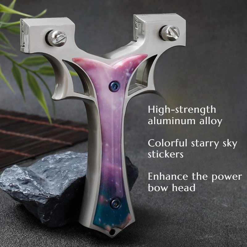 Starry Sky Dazzling Color New Alloy Slingshot Straight Plate Fast Press Bow Thickened Flat Skin Outdoor Competitive Hunting Tool