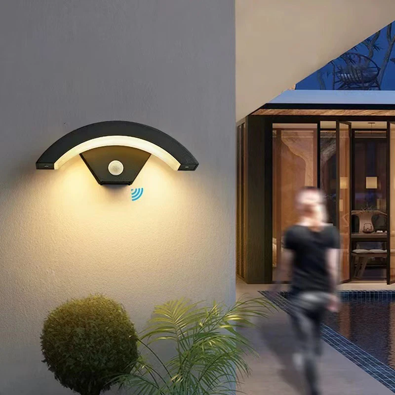 Modern Outdoor Waterproof Wall Lamps Human Body Induction Lamp Porch Garden Lamps Home Lighting Decorative Exterior Wall Lights