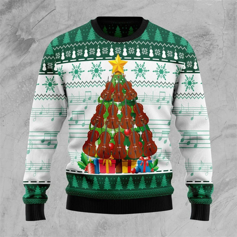 

2026 New Animal Christmas Tree Graphic Sweatshirts Funny Personality 3D Printed Ugly Christmas Sweater Casual Oversized Tops