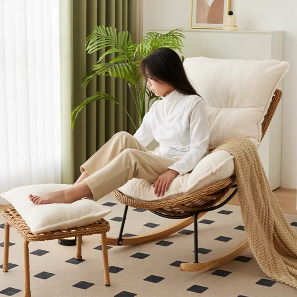 

Vintage Elastic Chairs Living Room Cushion Rocking Rattan Chairs Meditation Lazy Articulos Para El Hogar Home Accessories