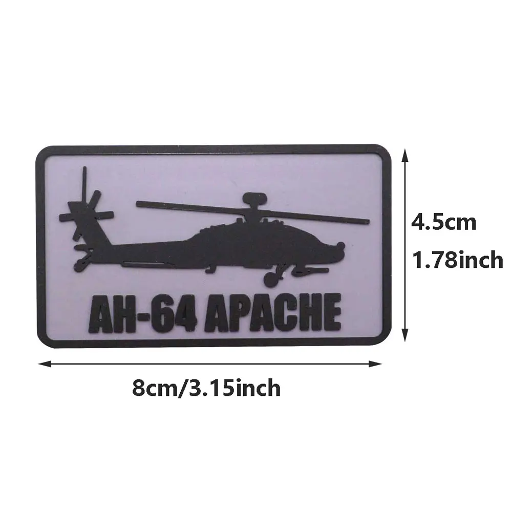 AH-64 APACHE Tactical PVC Patches with Hook and Loop Backing for Backpacks Clothing military Accessories