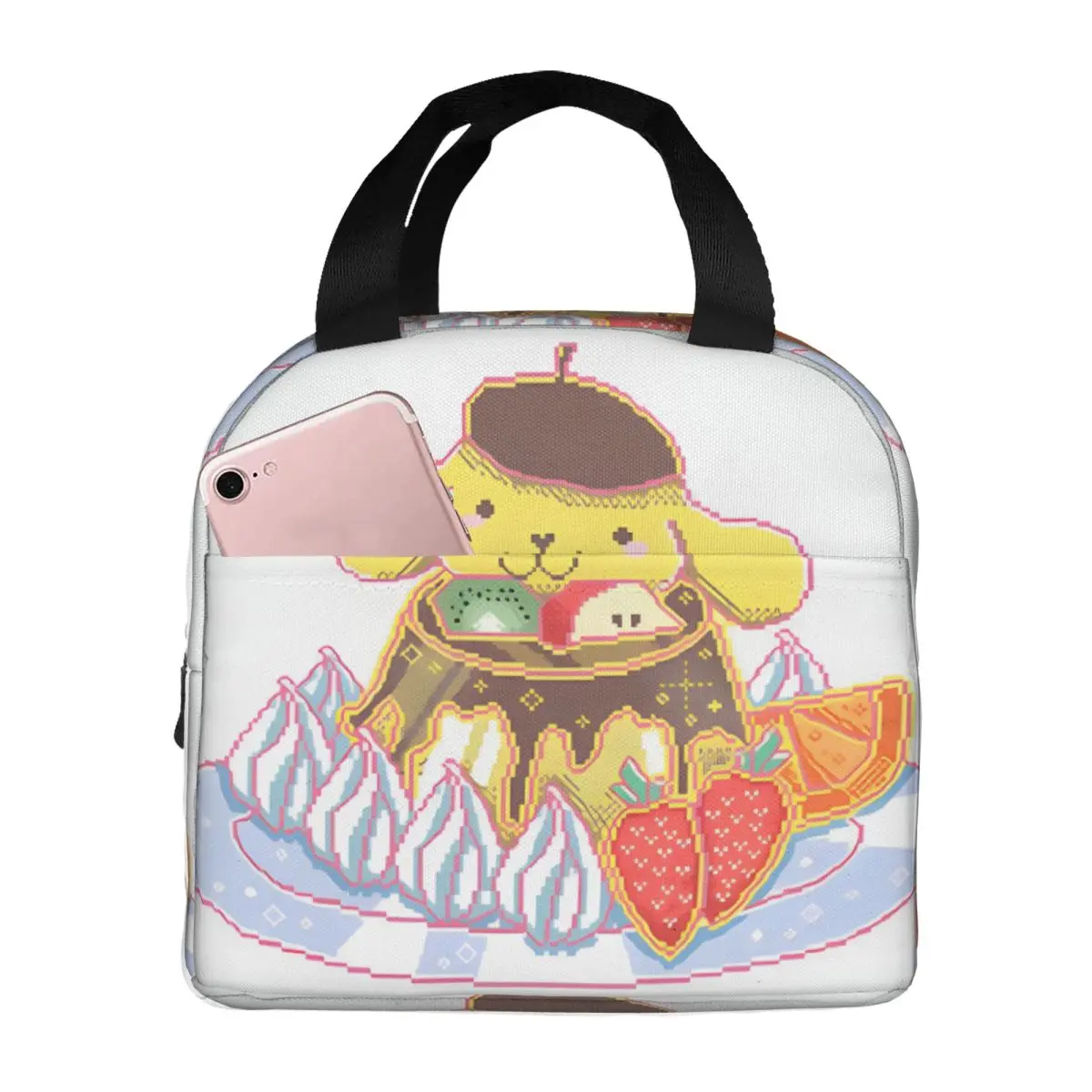 College Student Food Bags Kawaii Pudding Reusable Sanrio ToteFood PouchOffice