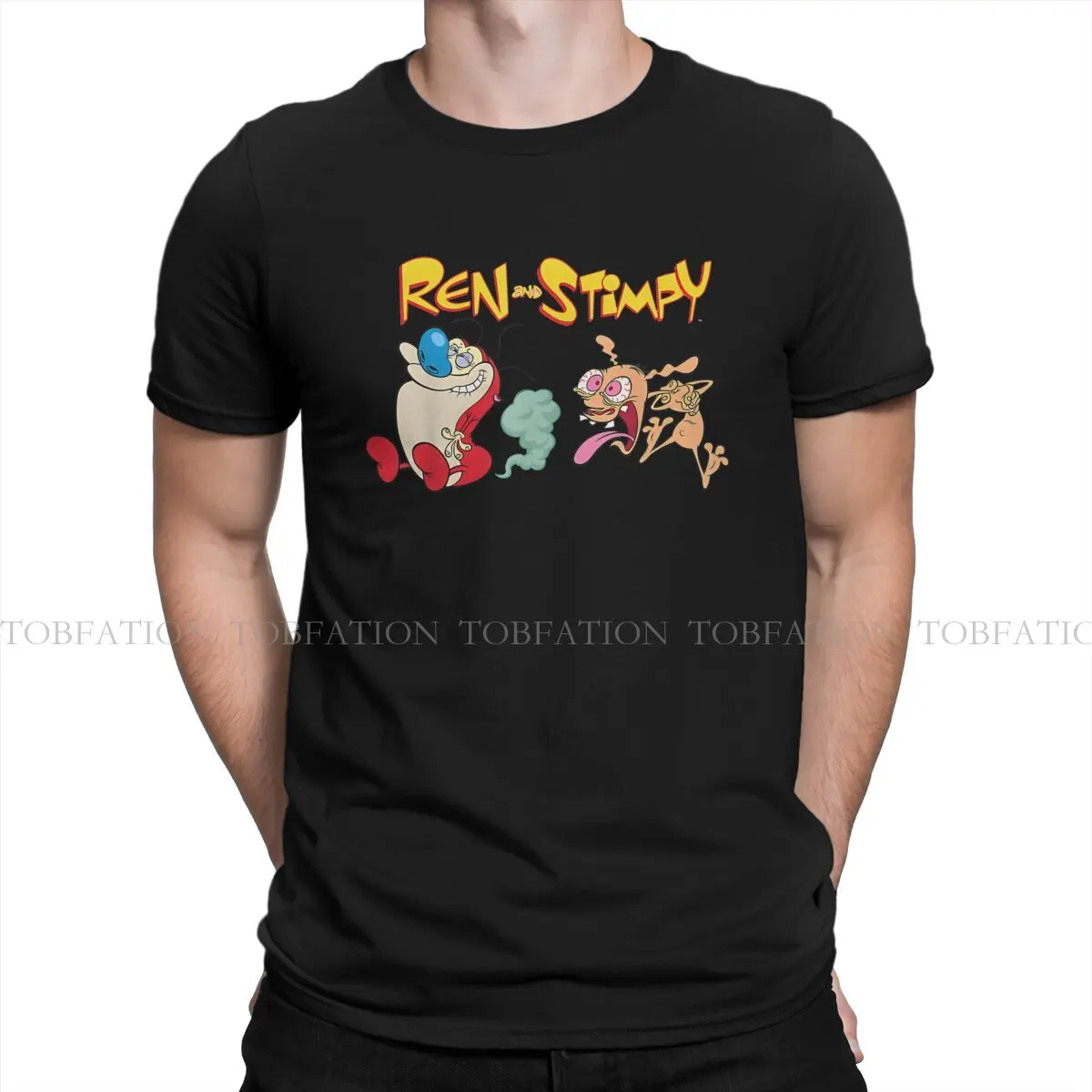 NK Ren The Ren & Stimpy Show Anime Men T Shirt Cotton Gothic Crewneck TShirt Harajuku Tops