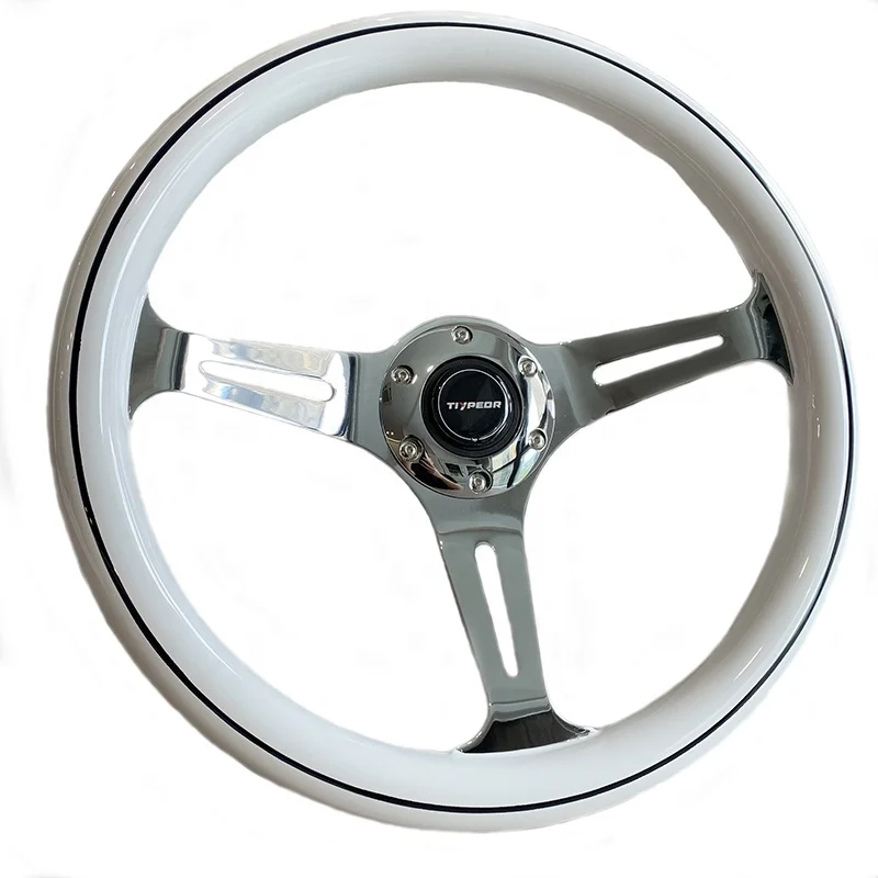 

Customization Real Wood Car Steering Wheel 14inch Classic Vintage 350mm Sport Steering Wheel Chrome Spoke Custom Wheels