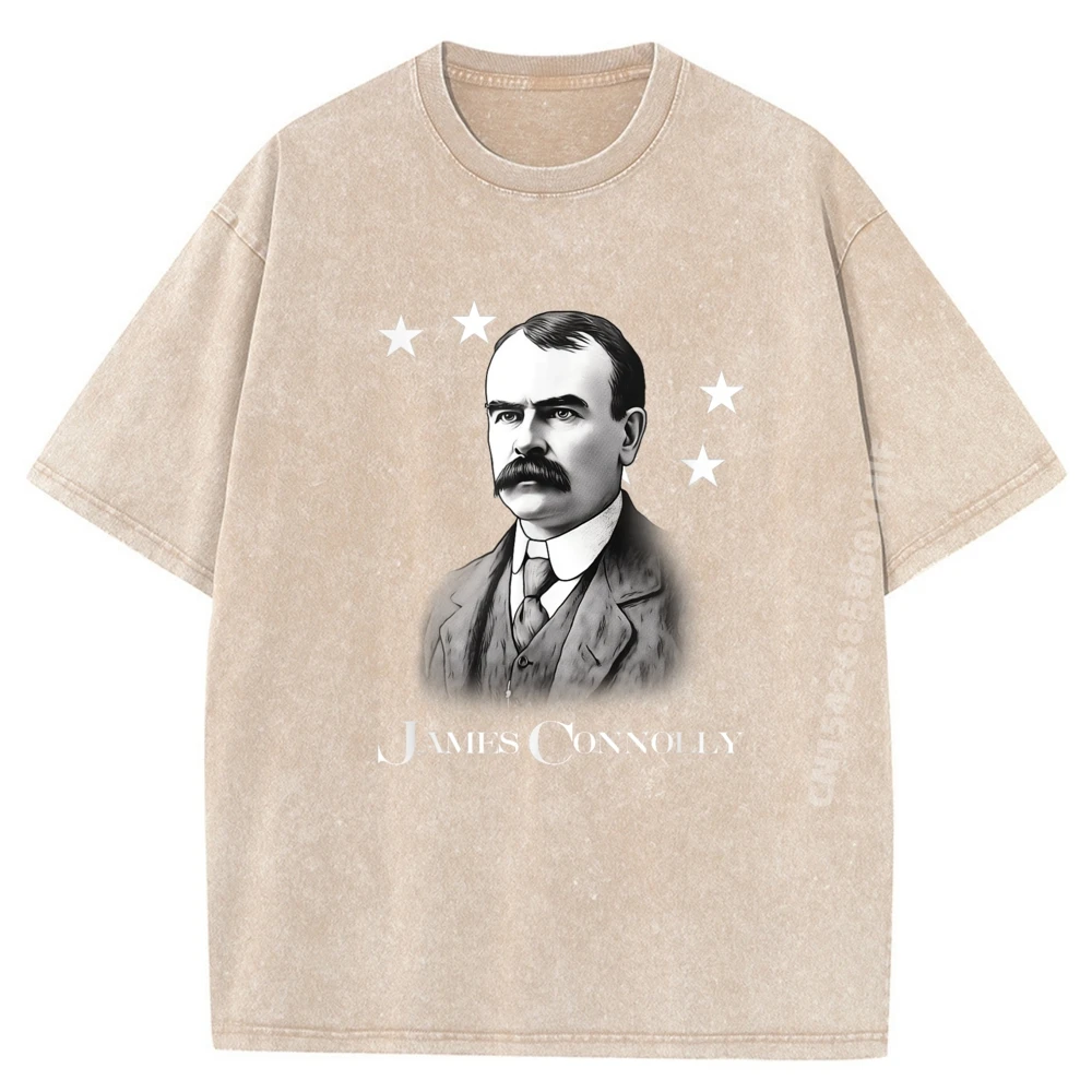تي شيرت رجالي مطبوع جيمس كونولي الأيرلندية الجمهورية الاشتراكية ملابس الشارع غسلها تي شيرت قمصان رجالية طباعة #2