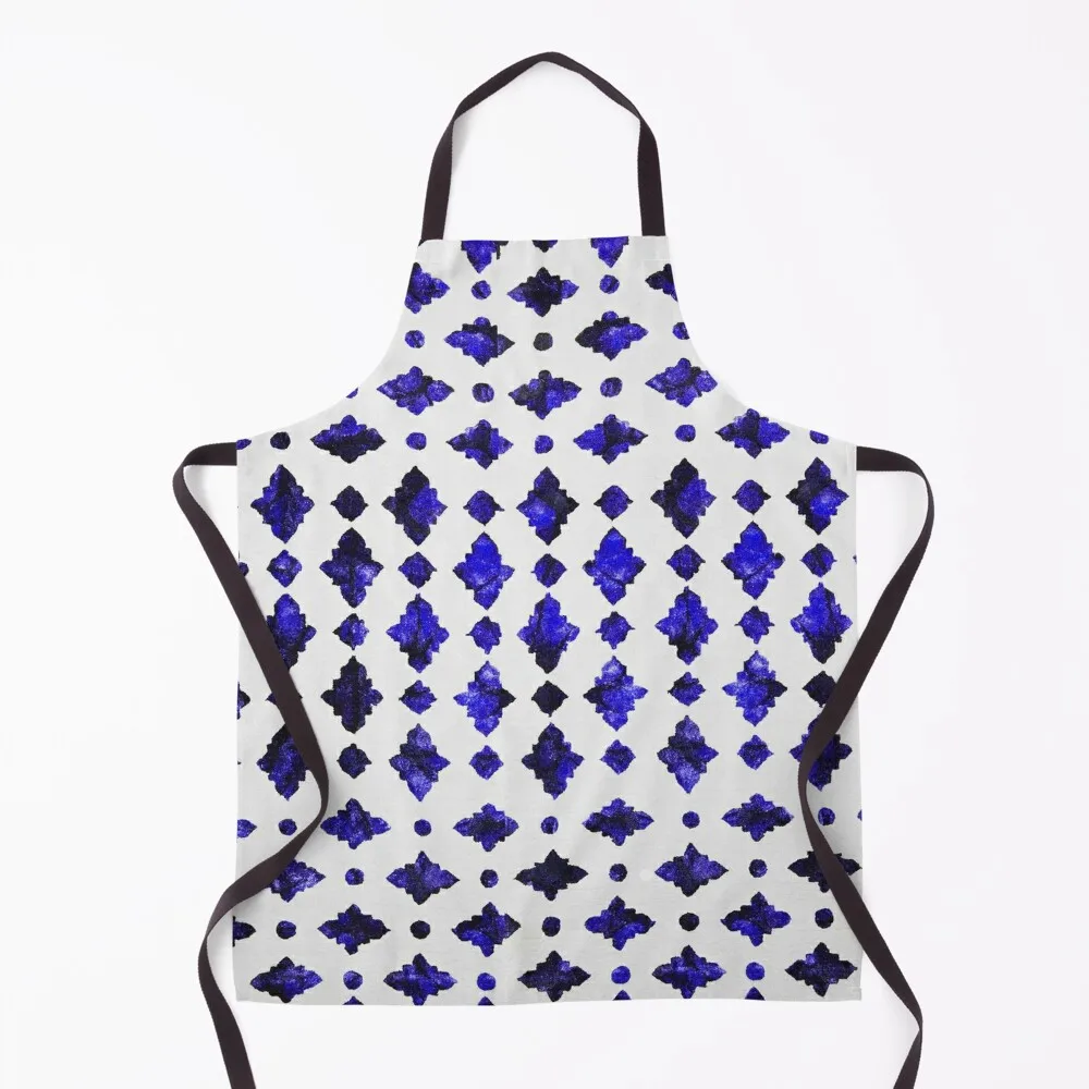 Royal Blue Traditional Moroccan Arabic Geometric Artwork Apron Custom Kitchenware Waterproof Kitchen Woman Apron