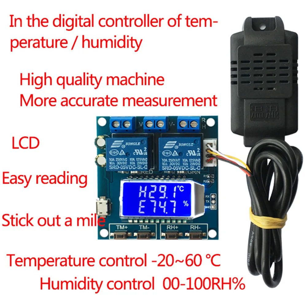 

XY-TR01 Humidity Temperature Controller DC 12V 10A Hygrometer Thermomter Thermostat Humidistat Digital LCD Display Relay Module