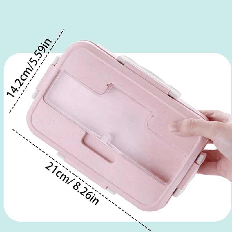 1pc Wheat Straw Lunch Box Microwaveable Tableware Compartment Insulation Plastic Simple Healthy Square