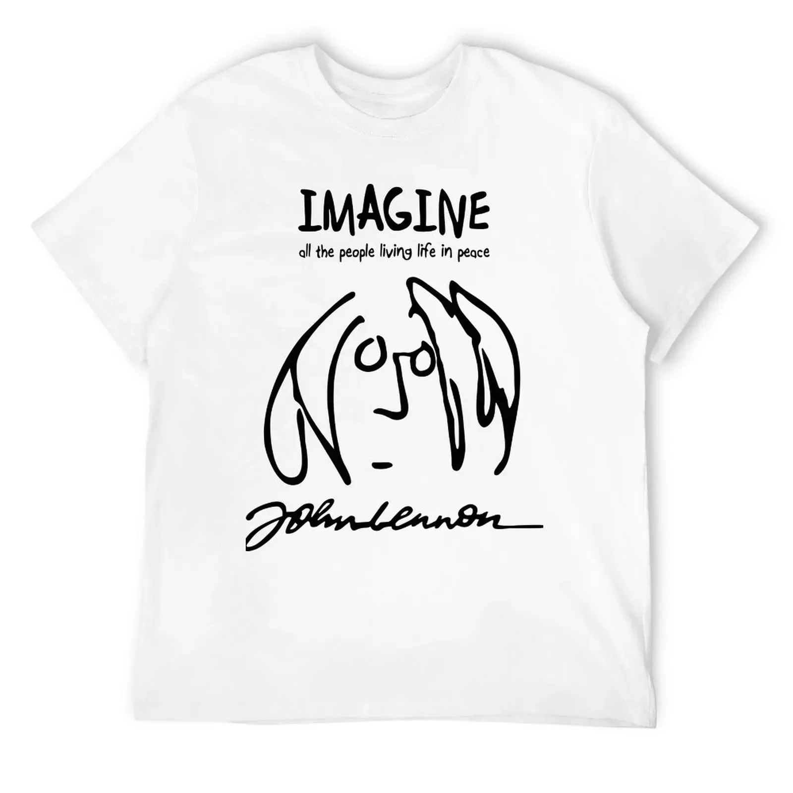 John Lennon Imagine T Shirt  Man Vintage T Shirts Summer Design Tees Short Sleeve Classic Plus Size Clothes Birthday Gift