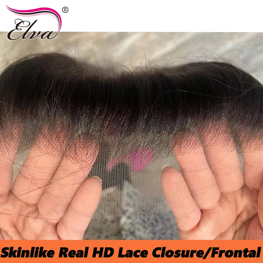 Elva Hair Ultra Fitted HD Lace Frontal Pre Plucked Natural Hairline Human Hair 2x6/5x5/9x6 HD Lace Closure 13x4 13x6 Invisible HD Lace