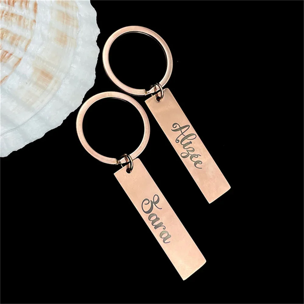 

Personalized Bar Keychains Engraved Custom Numbers Key Ring DIY Gift Family Friends Couples Keying Unisex Jewelry Accessories