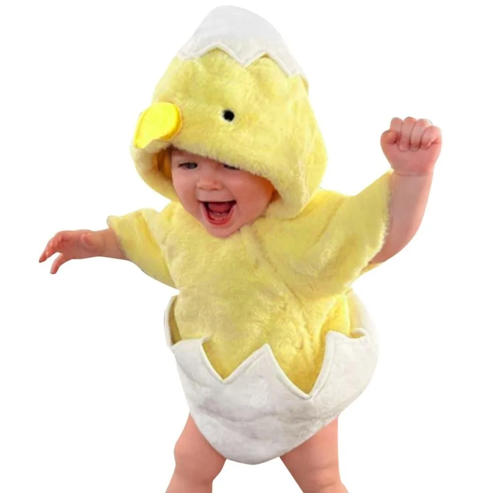 

Creative Cute Cartoon Hatching Chick Costume Funny Soft Hoodie Romper Bodysuits Easter Clothes