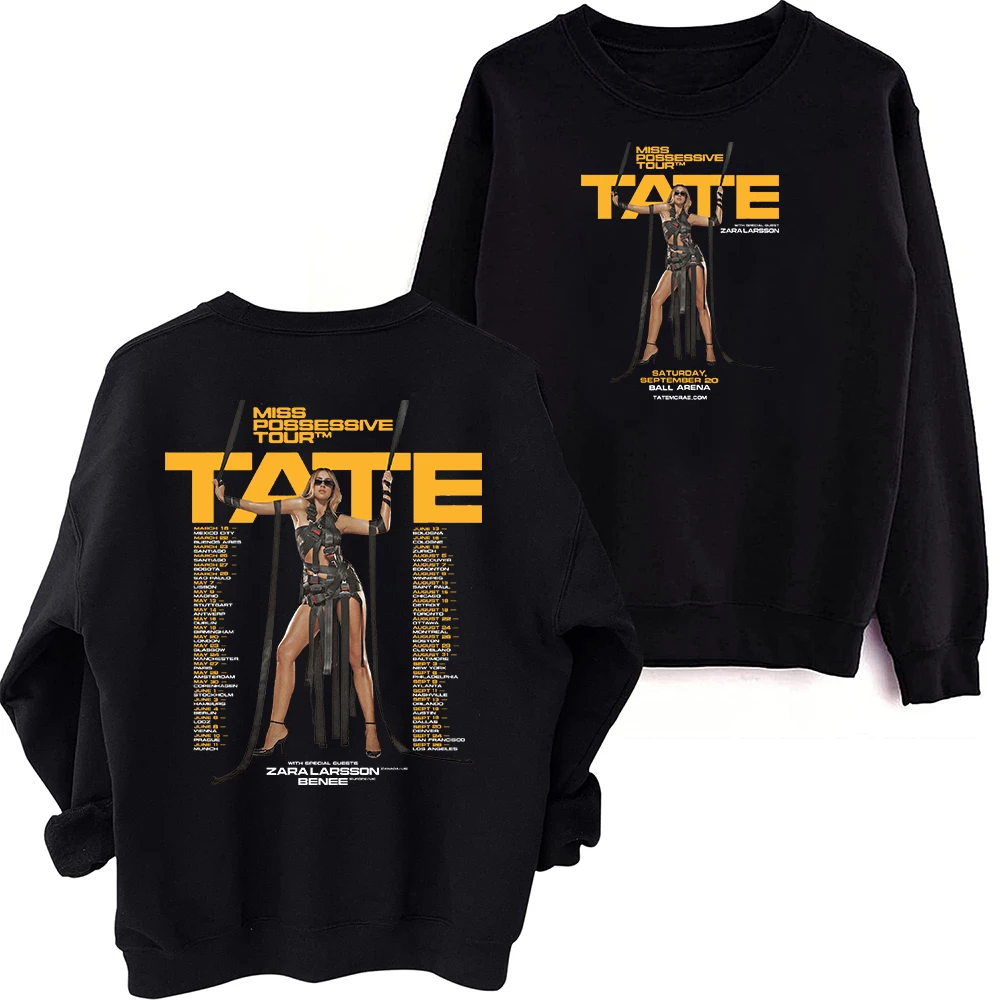 Tate Mcrae Miss Possessive Tour 2025 Sweatshirt Harajuku Round Neck Long Sleeve Oversized Tops Fans Gift Tops