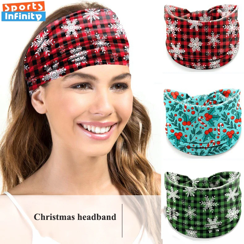 

Модные рождественские повязки для йоги с принтом, женские спортивные повязки на голову, повязка на голову для бега, дышащие эластичные повязки на голову, рождественские принадлежности