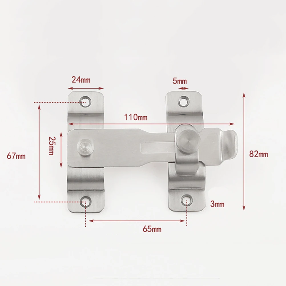 

1Pcs Stainless Steel Door Bolt Lock Hasp Latch Sliding Window Cabinet Furniture Security Lock Durable Easy Install 82x110mm