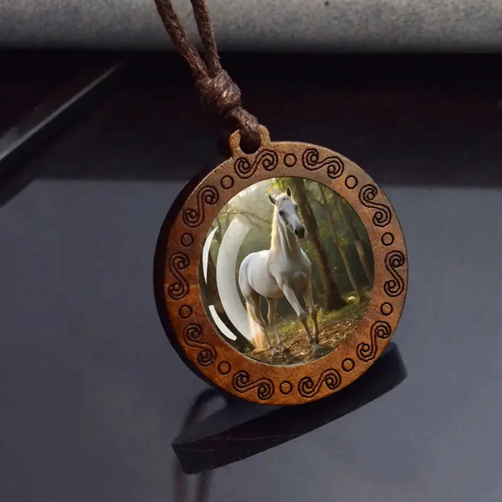 Vintage Boho Sweater Chain Leather Chain Horse Clothing Pendant Long Handmade Collar Decoration for Women Men