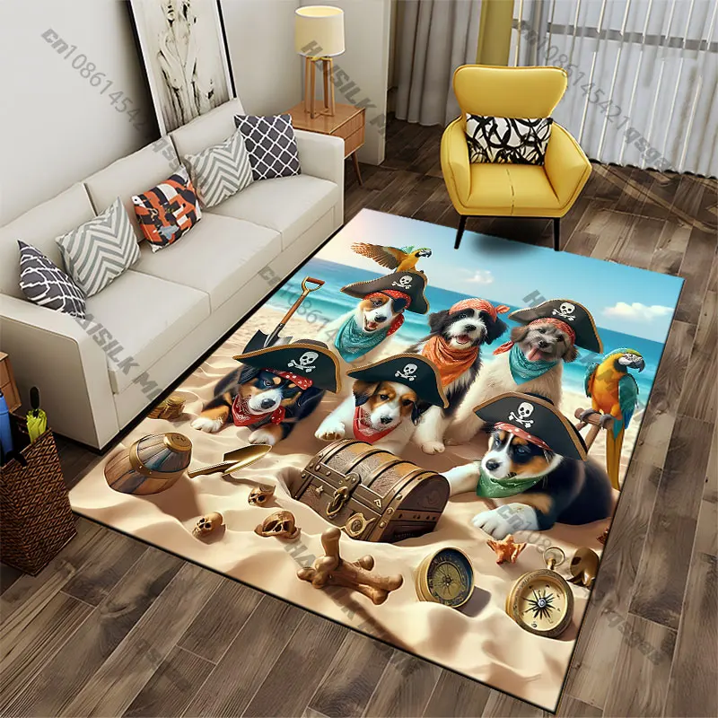 Dogs dressed as playful pirates carpet Yoga living room room decor children's crawling mat doormat area rug games mat