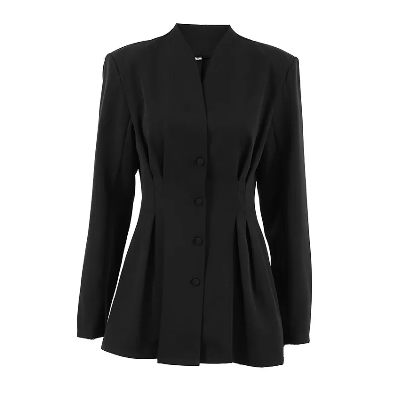 

Fashion High Street Top Temperament Elegant Slim Waist V-neck Design Sense Autumn New Commuter Blazer Women Super Good-looking