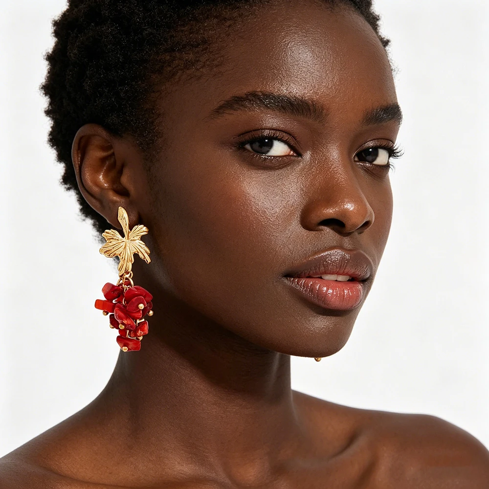 Vintage Gold Plated Leaf Dangl - đánh giá và giá Cluster Stud Ear