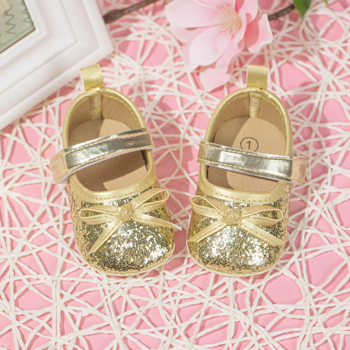 New Baby Shoes Baby Girl Shoes Bling Princess Gold toddler Shoes Anti-slip Flat Rubber Sole Newborns First Walkers Infant Shoes