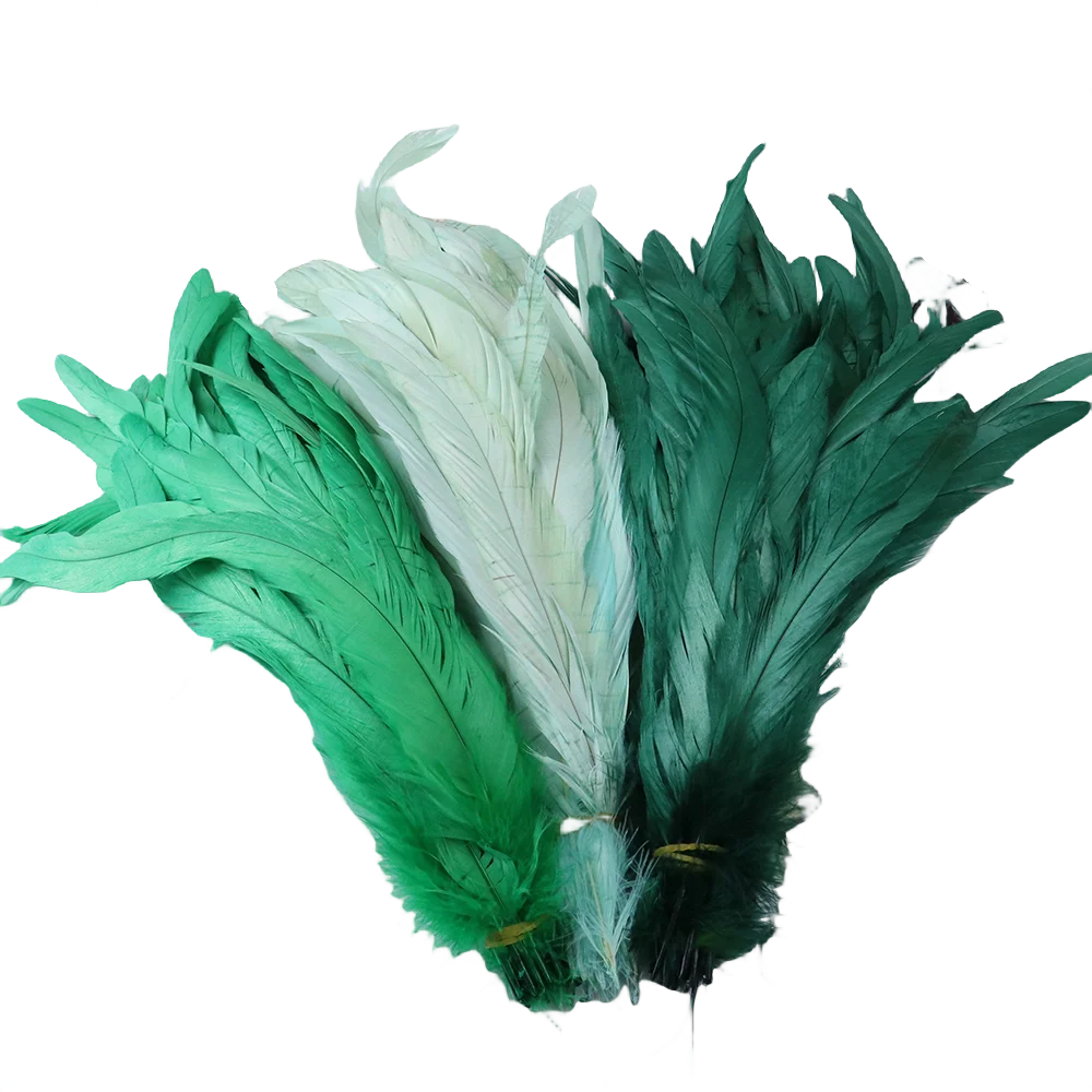 50PCS Green Rooster Tail Feather Real Rooster chicken Plumas Pheasant Cock-Tails Plumes Party Carnival Mask Clothes Decorations