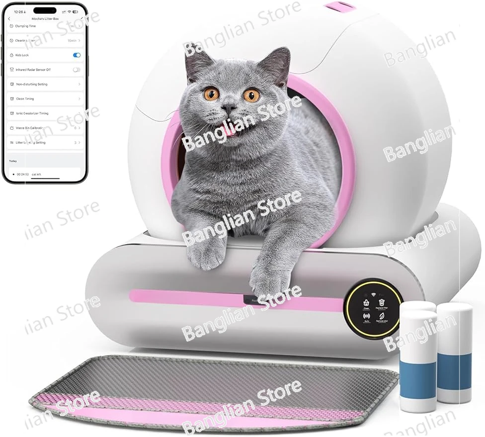 Self-Cleaning Cat Litter Box with APP Control- Weight Tracking&Health Monitoring, Automatic Litter Box