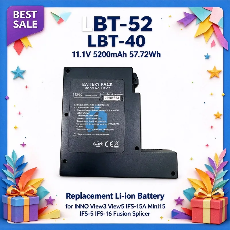 LBT-52 LBT-40 11.1V 5200mAh 57.72Wh Replacement Li-ion Battery for  INNO View3 View5 IFS-15A Mini15 IFS-5 IFS-16 Fusion Splicer