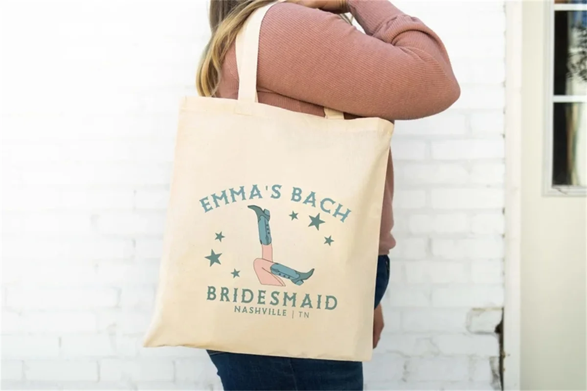 Personalized Script Tote Bag - Wedding Welcome Bag - Bachelorette Party Tote - Custom Bridesmaid Tote - Bridal Party Bag - Bride