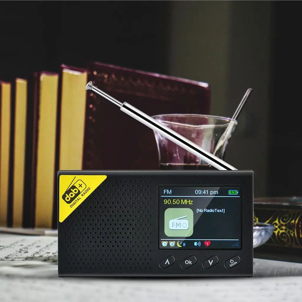 Alto-falante digital portátil DAB rádio, Bateria recarregável, Rádio compacto para cozinha jardim