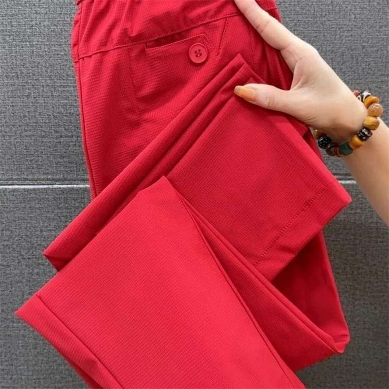Ladies Fashion High Waist Quick Drying Carrot Trousers Women Large Size 4XL Pantalons Summer Femme Nine Point Casual Haren Pants